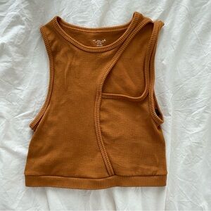 Brown Asymmetrical Crop Top